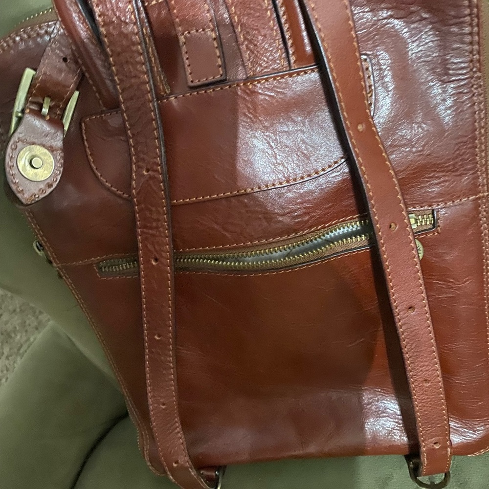 Italy backpack red brown leather